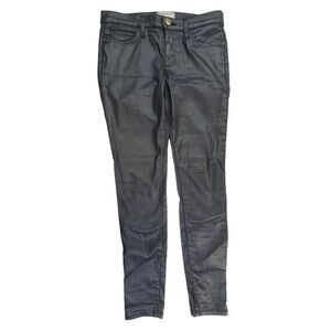 Current/Elliot Jeans Womens Mid Rise The Ankle Skinny Pants Black Coated Size 28